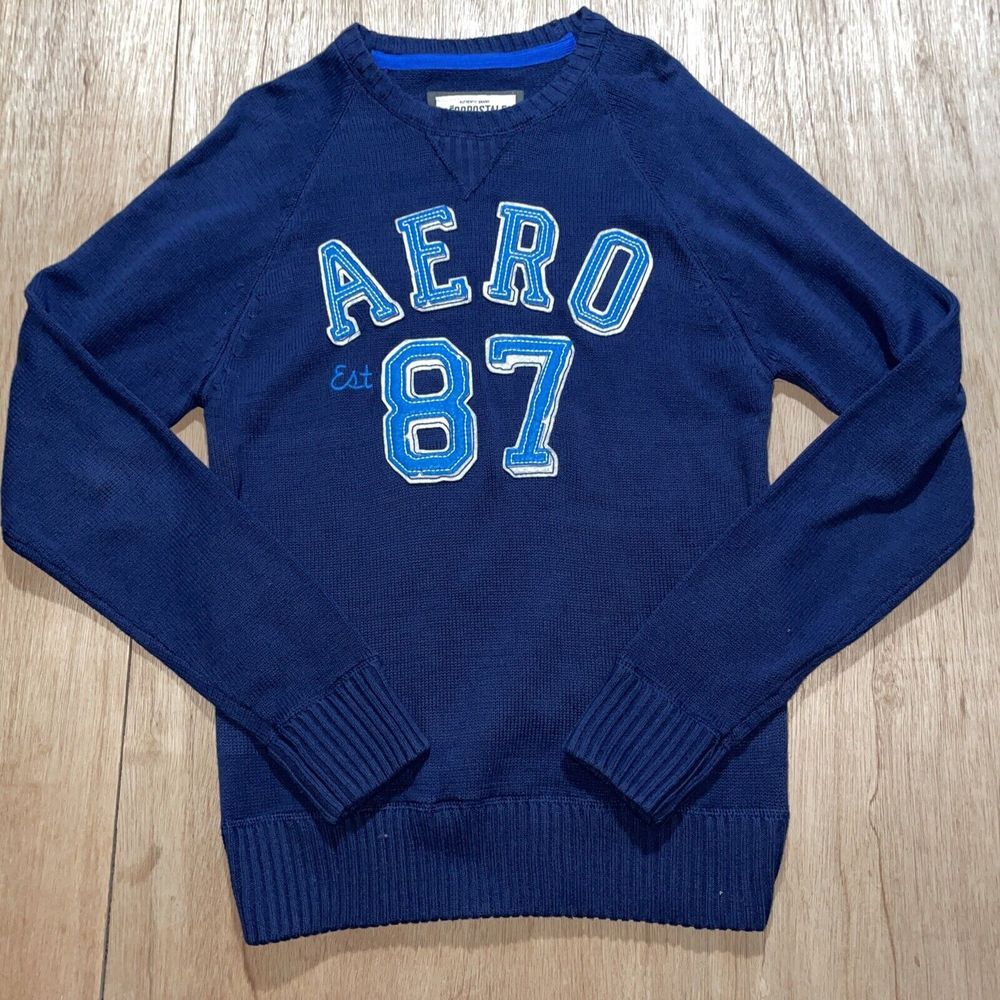 Aeropostale Mens  Crew Neck Large Embroidered Logo Pullover Knit Sweater Sz‎ L